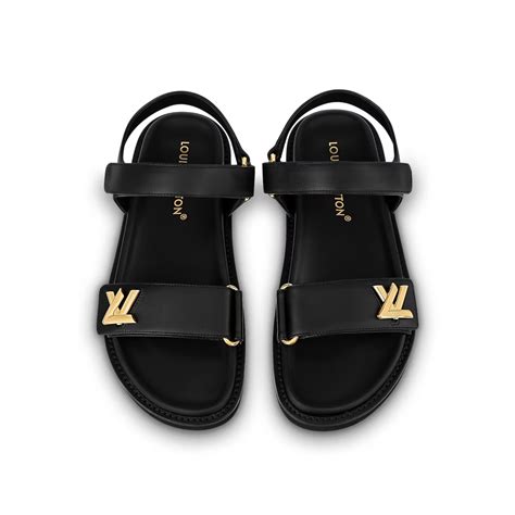 louis vuitton black heel sandals|louis vuitton flat sandals women.